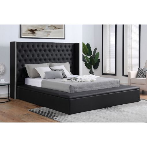 Sunset Black Leather Bed