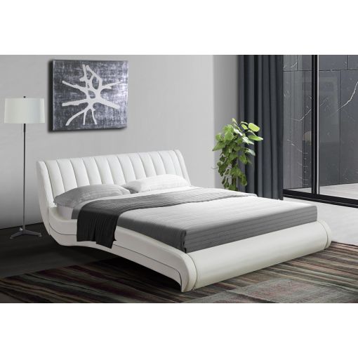 Sunset Modern White Leather Bed
