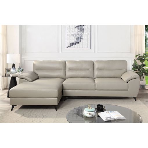 Tara Taupe Leather Modern Sectional