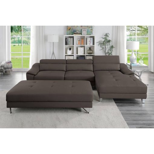 Tarryn Espresso Leather Modern Sectional