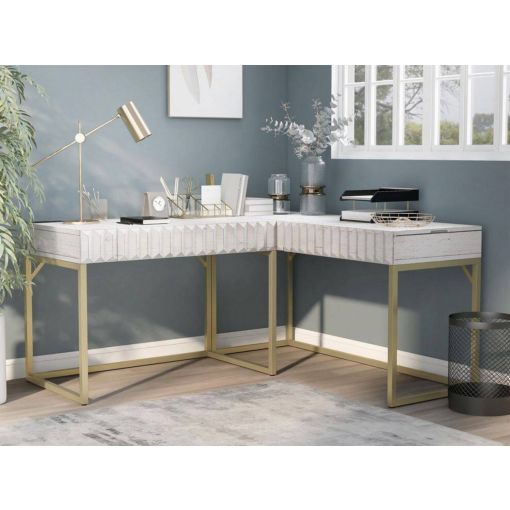 Tracy Antique White Corner Office Desk