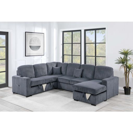 Tryna Charcoal Sectional Sleeper With Storage