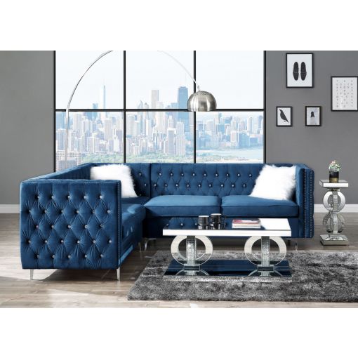Verity Crystal Tufted Velvet Sectional