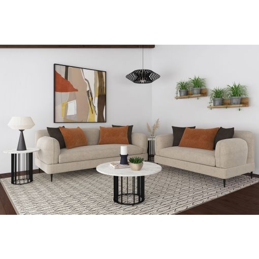 Wallins Modern Design Sofa Set Latte Chenille