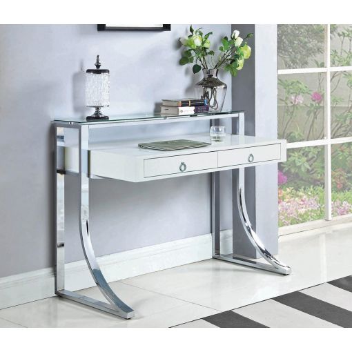 Willcox White Lacquer Modern Writing Desk