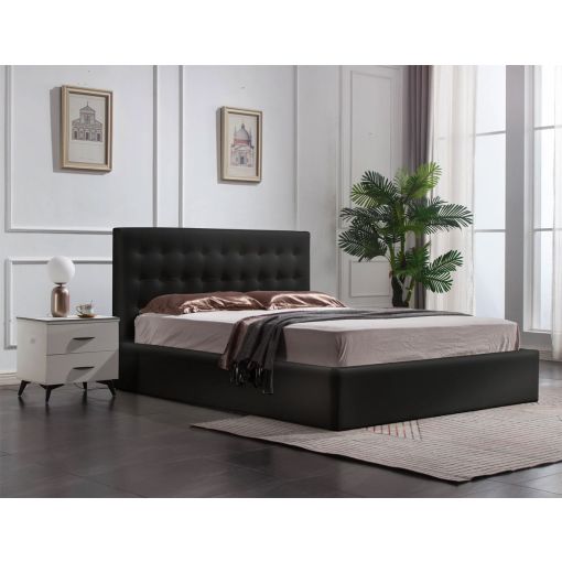 Wyatt Bed With Lift Storage Black Leather