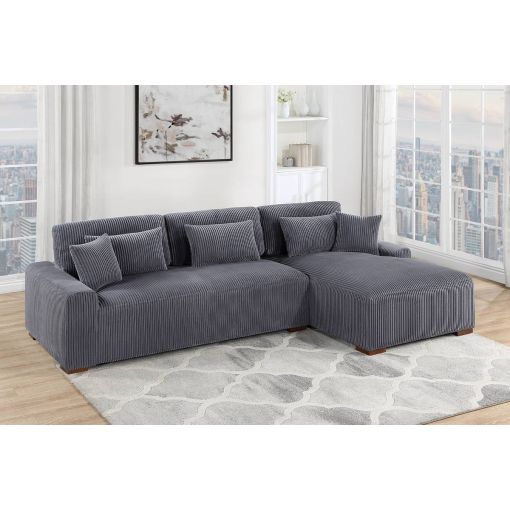 Xander Grey Corduroy Modern Sectional