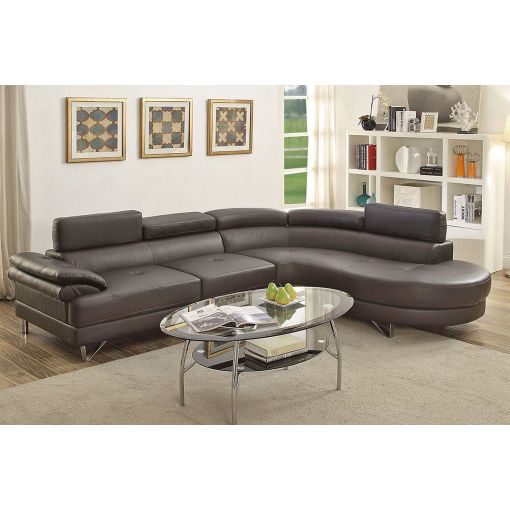 Zelma Espresso Leather Modern Sectional