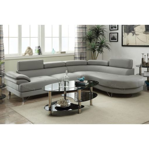 Zelma Grey Leather Sectional