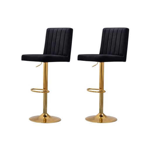 Zumala Black Velvet Gold Barstools (Set of 2)