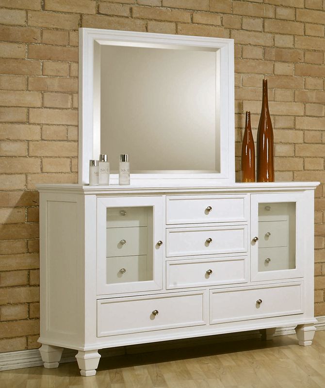 Fawn White Finish Dresser With Mirror