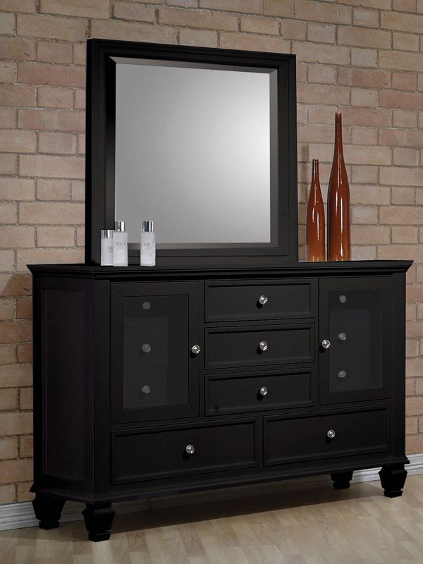 Sandy Beach Black Dresser & Mirror