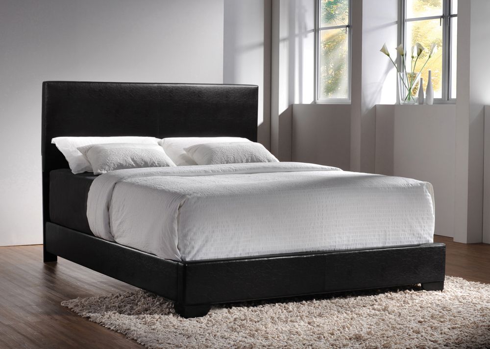 Sleek Contemporary Black Leather Bed