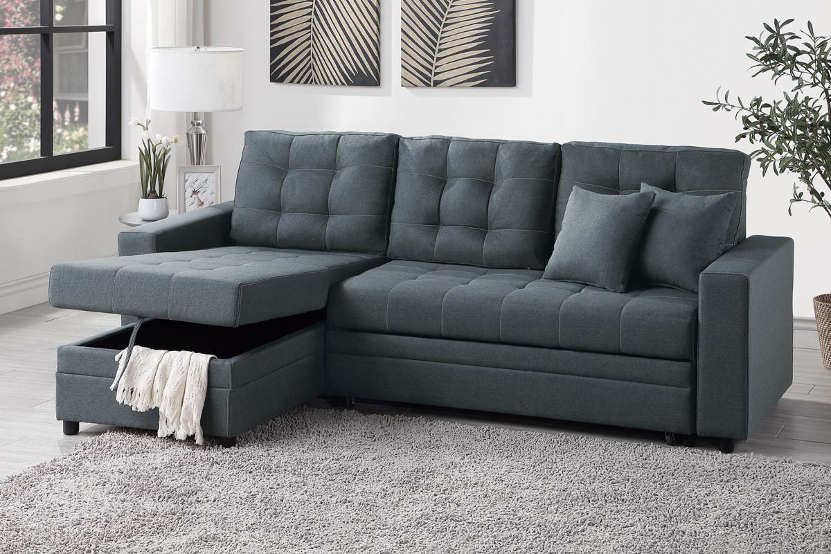 Abrielle Grey Sectional Sleeper With Storage