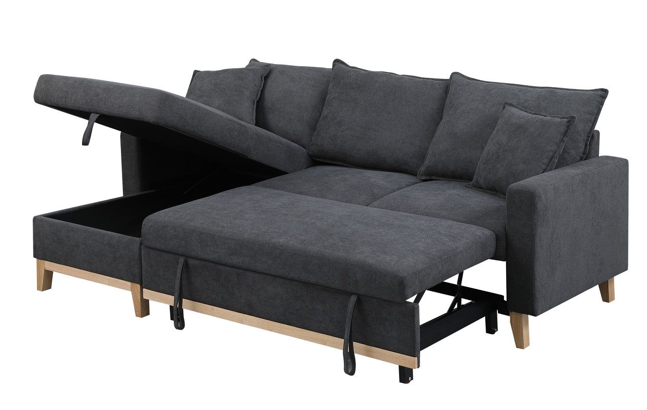 Acura Dark Grey Sectional Sleeper With Storage