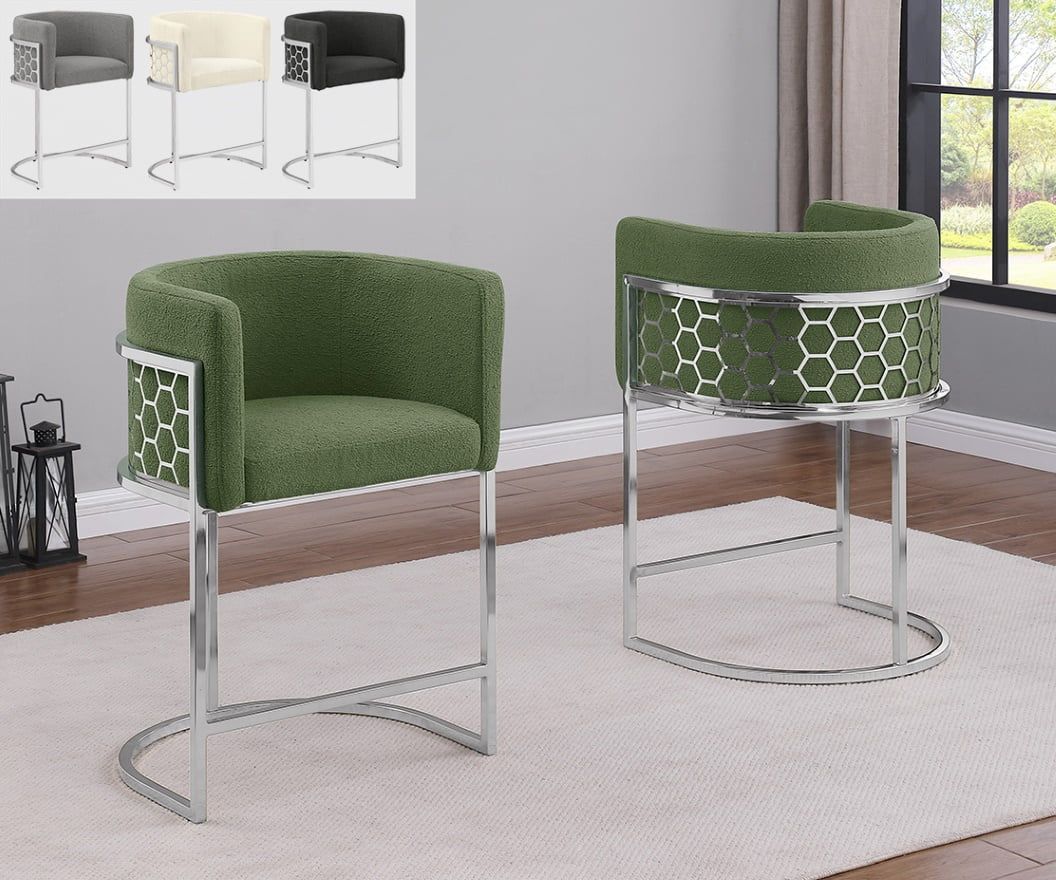 Adan Barrel Shape High Chairs Chrome Frame