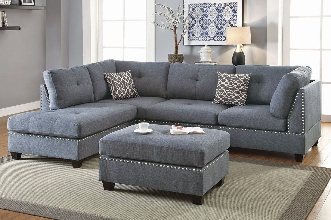 Adnus Grey Linen Sectional Sofa,Adnus Reversible Sectional Sofa