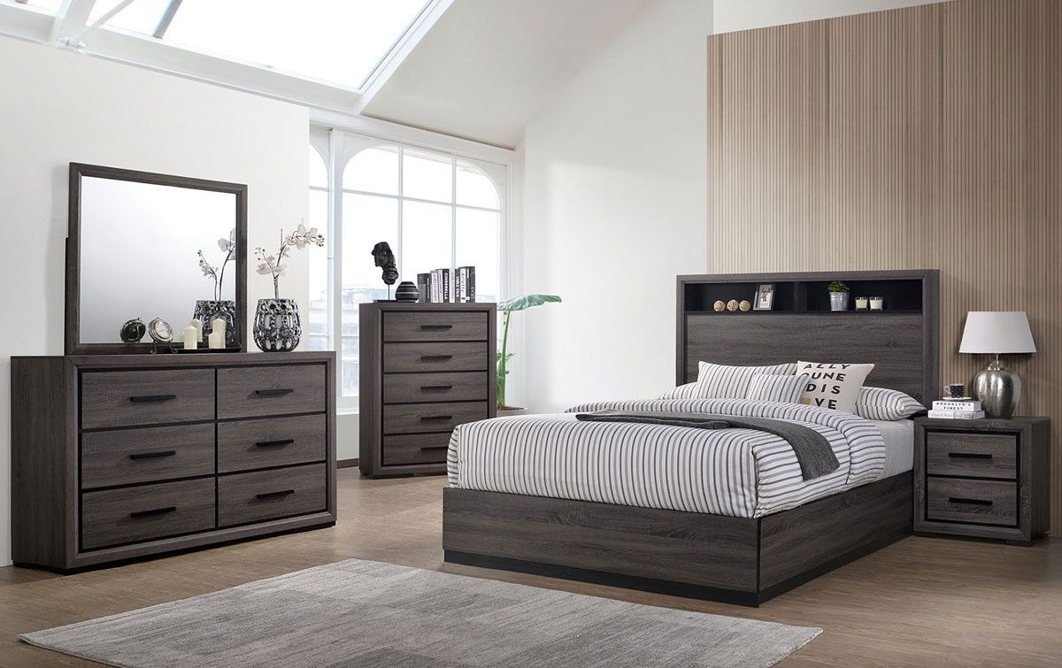 Agustin Bedroom Furniture Rustic Gray Finish
