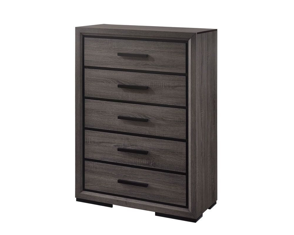 Agustin Bedroom Furniture Rustic Gray Finish