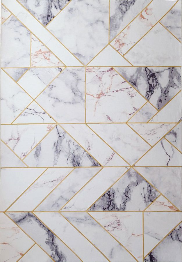 Aiden Marble Design Modern Rug With Gold Accents