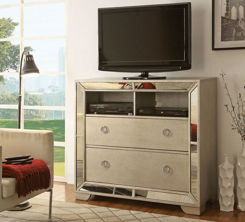 Ailey Media Chest With Mirrored Accents