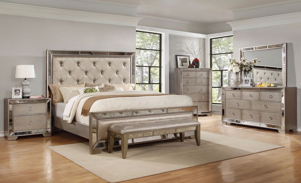 Ailyn Bedroom Furniture With Mirrored Accents