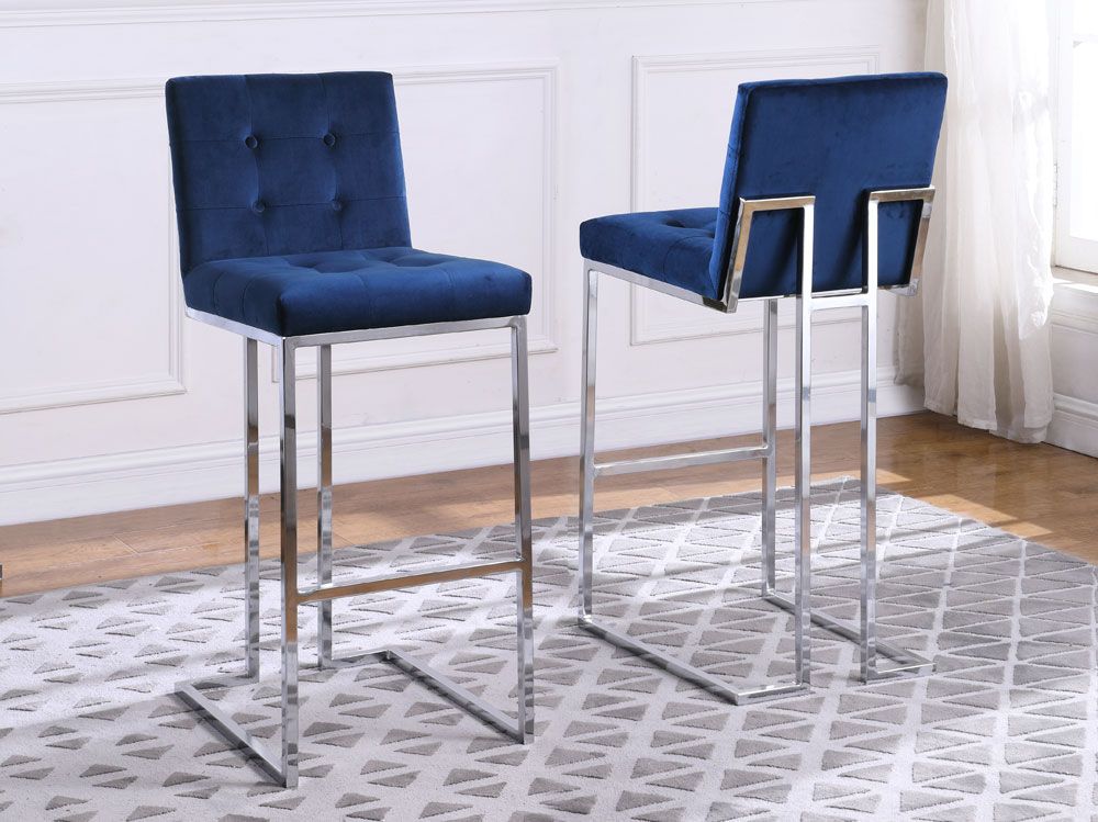 Akiko Navy Velvet Counter Height Chairs