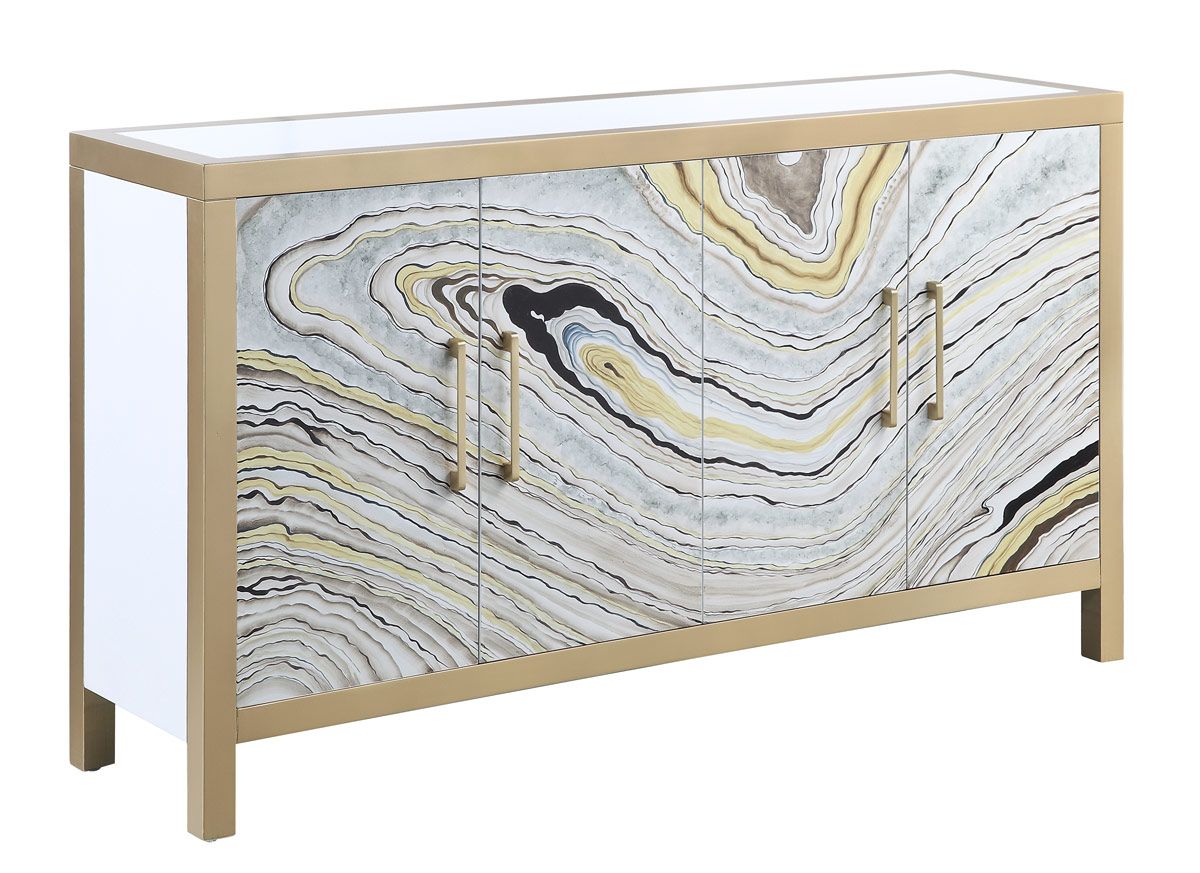 Aland White Sideboard With Gold Accents