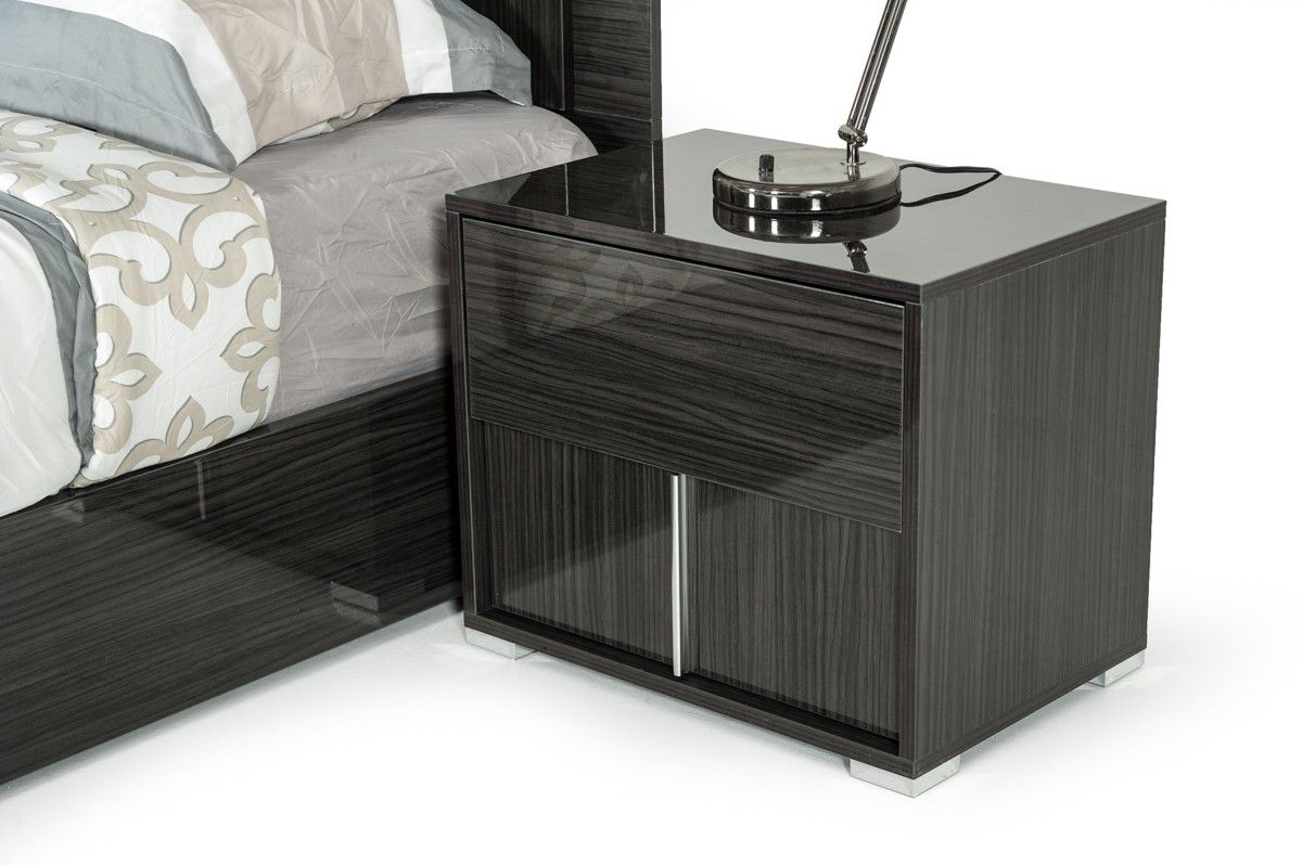 Alaska Grey Lacquer Night Stand