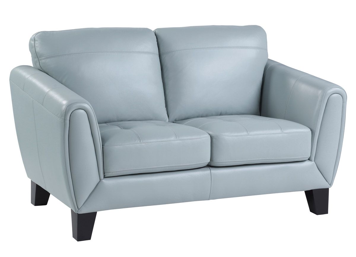 Albany Aqua Top Grain Leather Loveseat