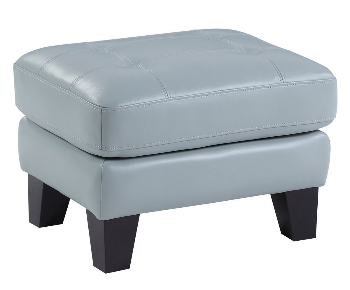 Albany Aqua Top Grain Leather Ottoman