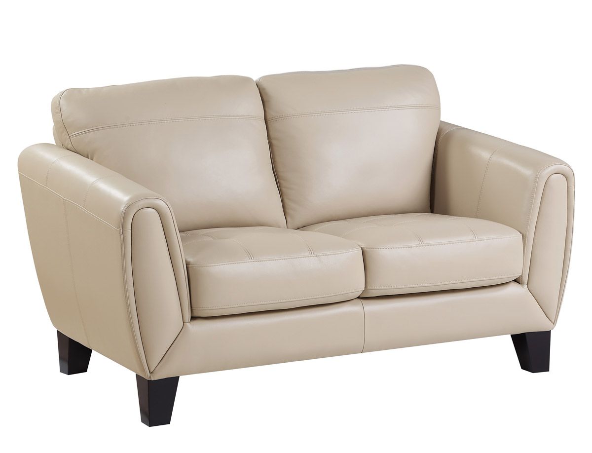 Albany Beige Top Grain Leather Loveseat