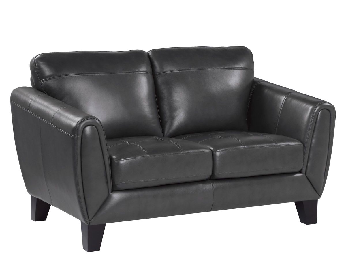 Albany Dark Grey Top Grain Leather Loveseat