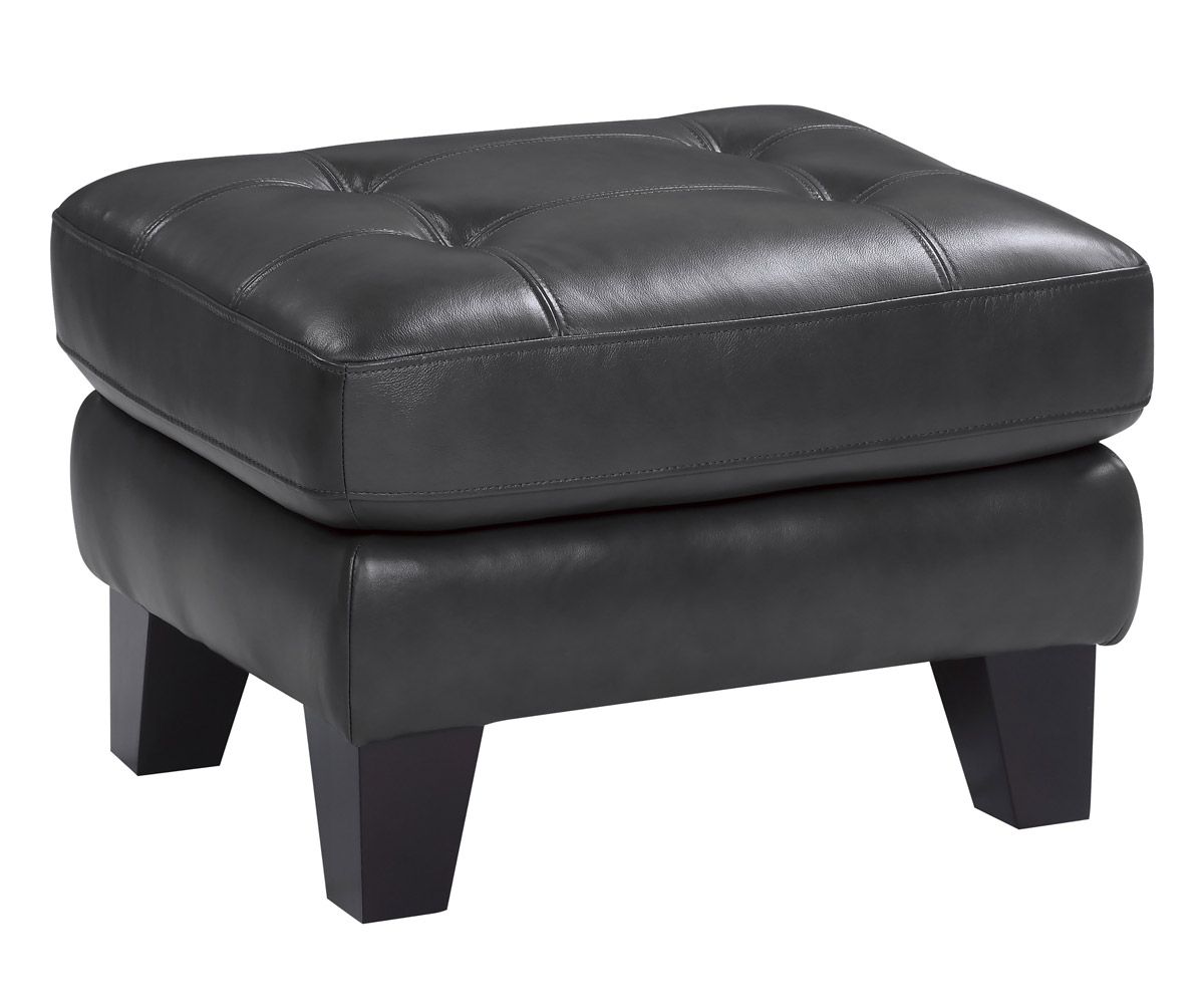 Albany Dark Grey Top Grain Leather Ottoman