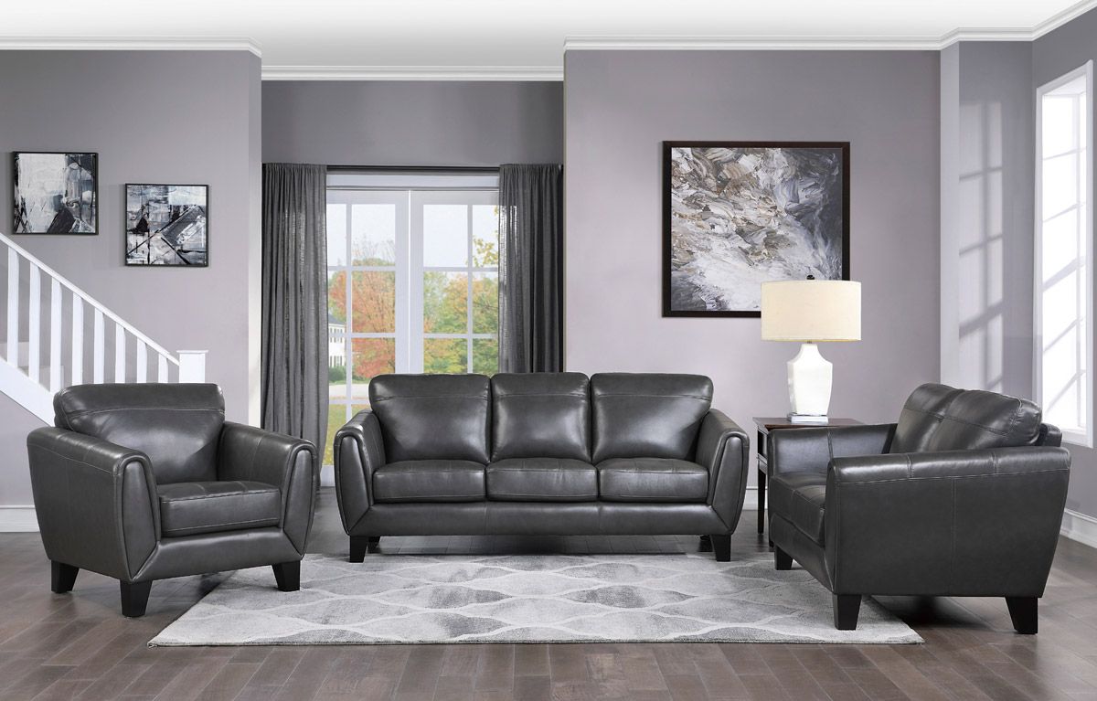 Albany Dark Grey Top Grain Leather Sofa
