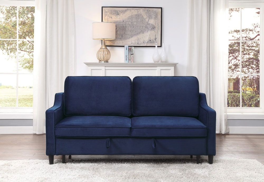 Albert Navy Velvet Loveseat Sleeper