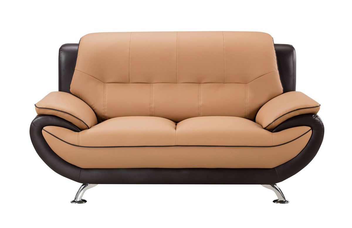 Griffen Camel Brown Leather Loveseat