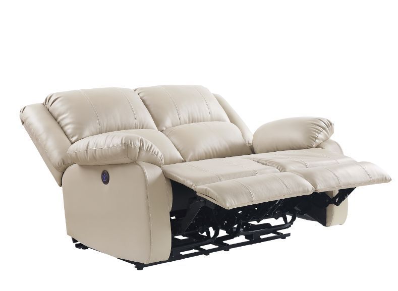 Alex Beige Leather Power Recliner Loveseat