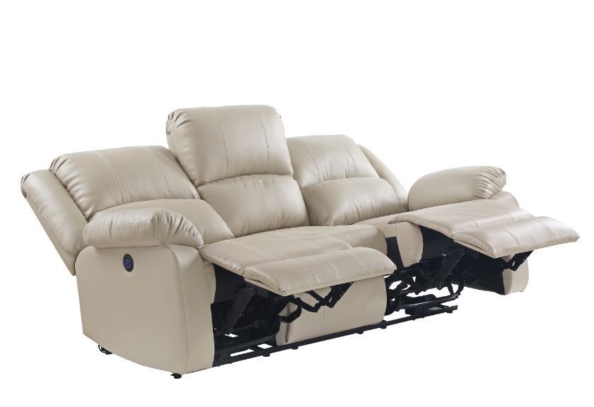 Alex Beige Leather Power Recliner Sofa