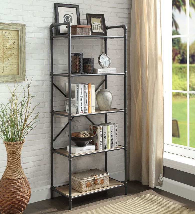 Alexa Industrial Style 5 Tiers Bookshelf