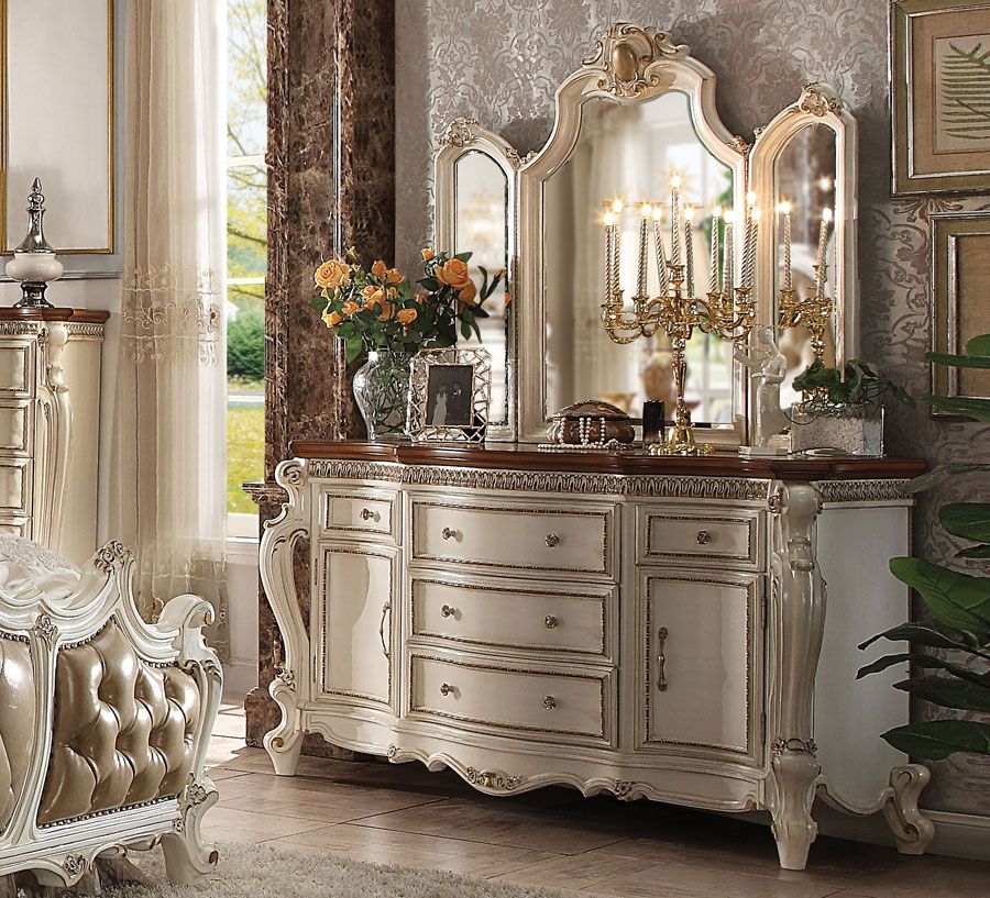 Alexandra Two Tone Dresser With Mirror