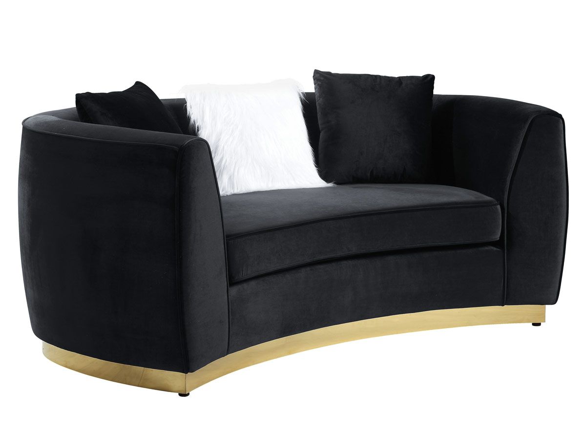 Alfie Black Velvet Loveseat