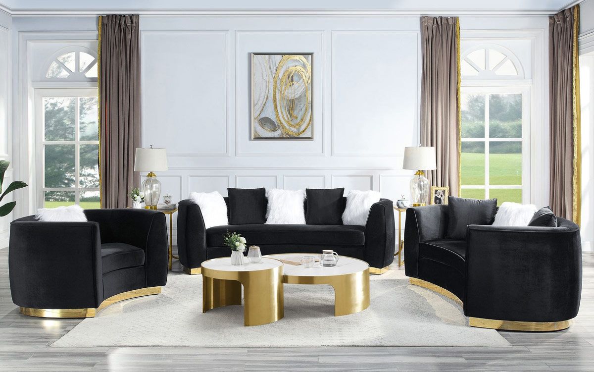Alfie Black Velvet Oversized Sofa Collection