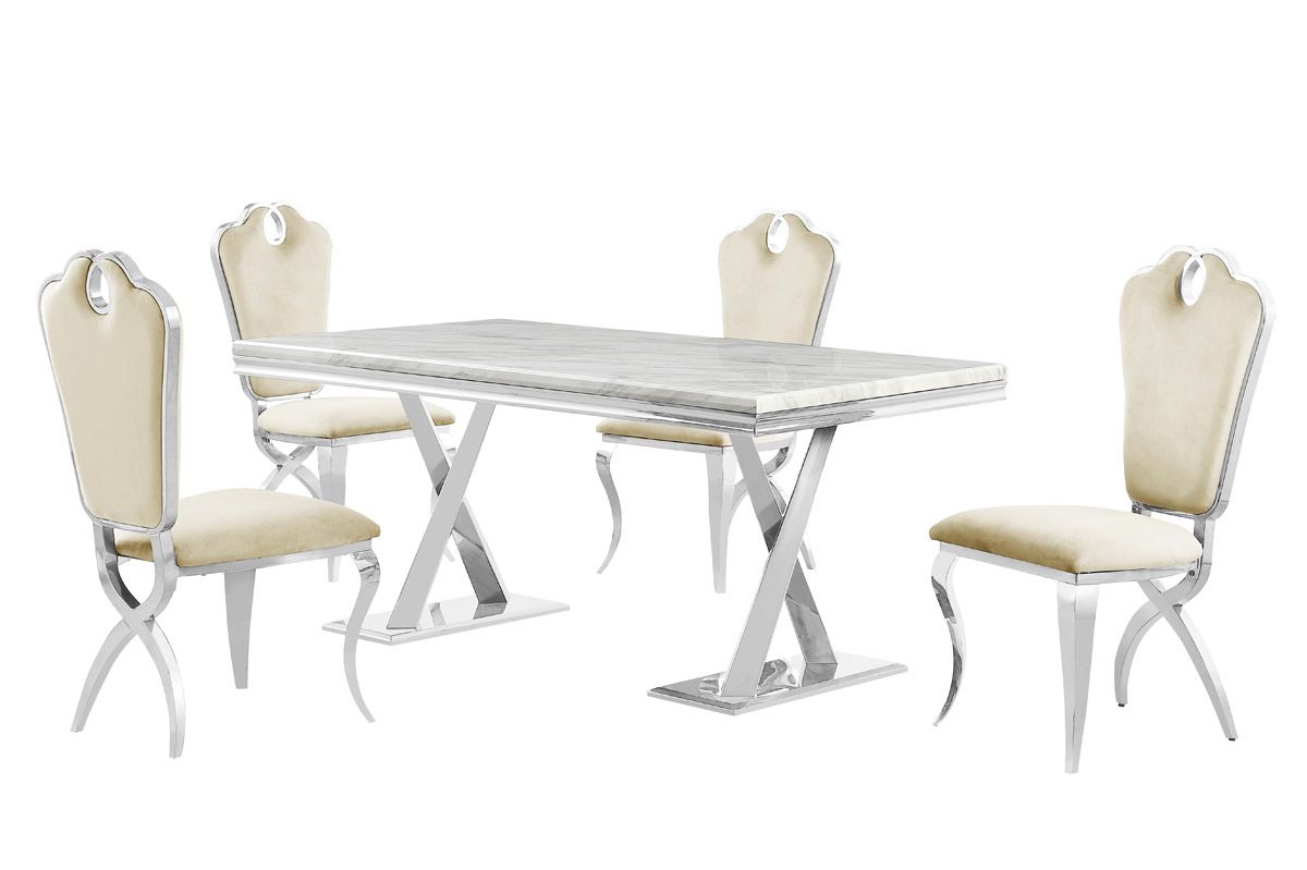 Alisha Modern Faux Marble Dining Table Set