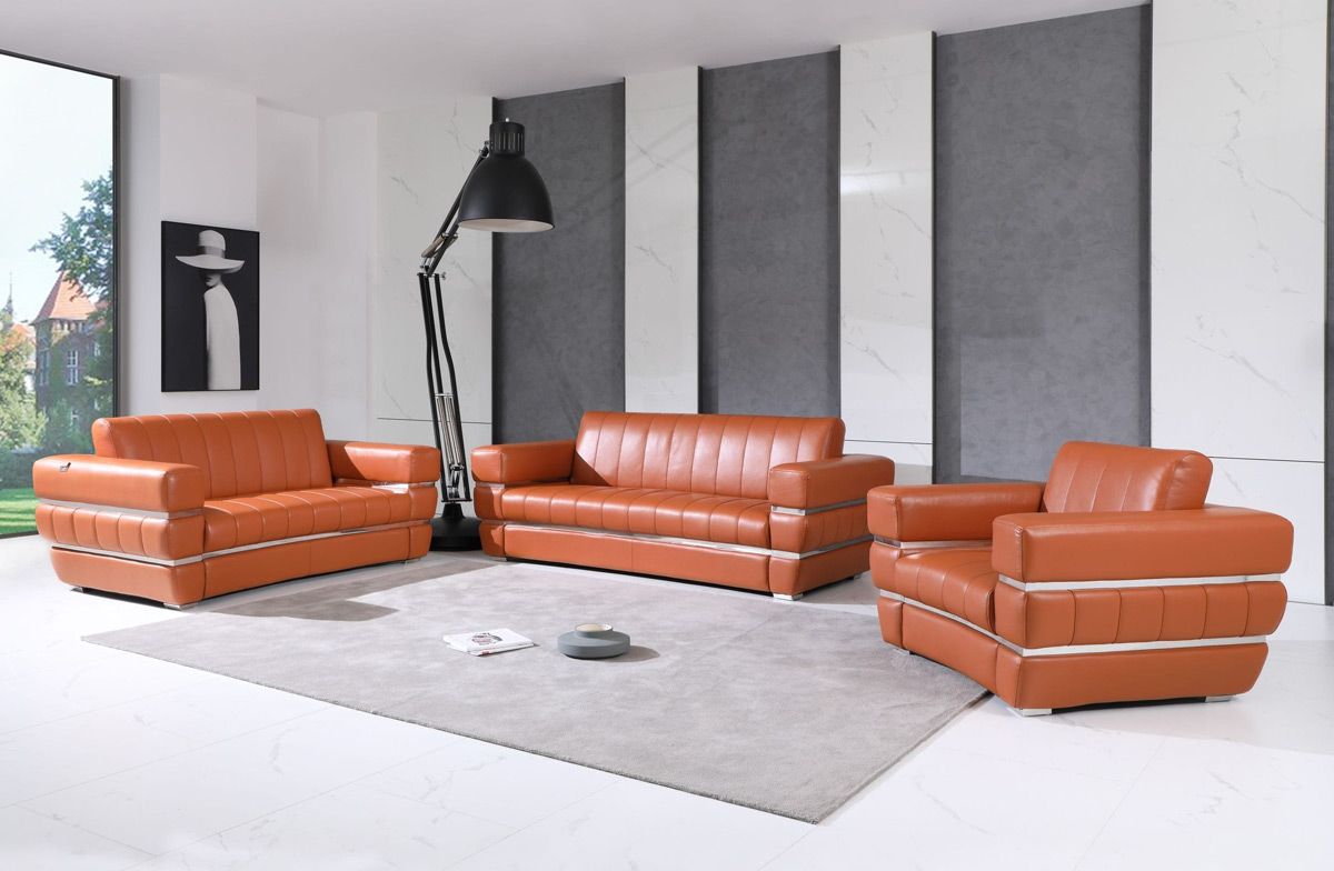 Allison Modern Design Leather Sofa Set