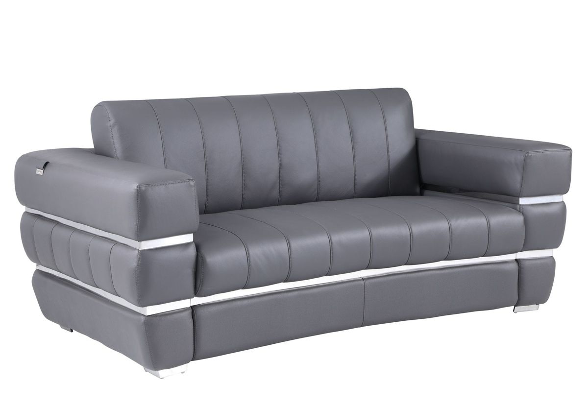 Allison Grey Italian Leather Loveseat