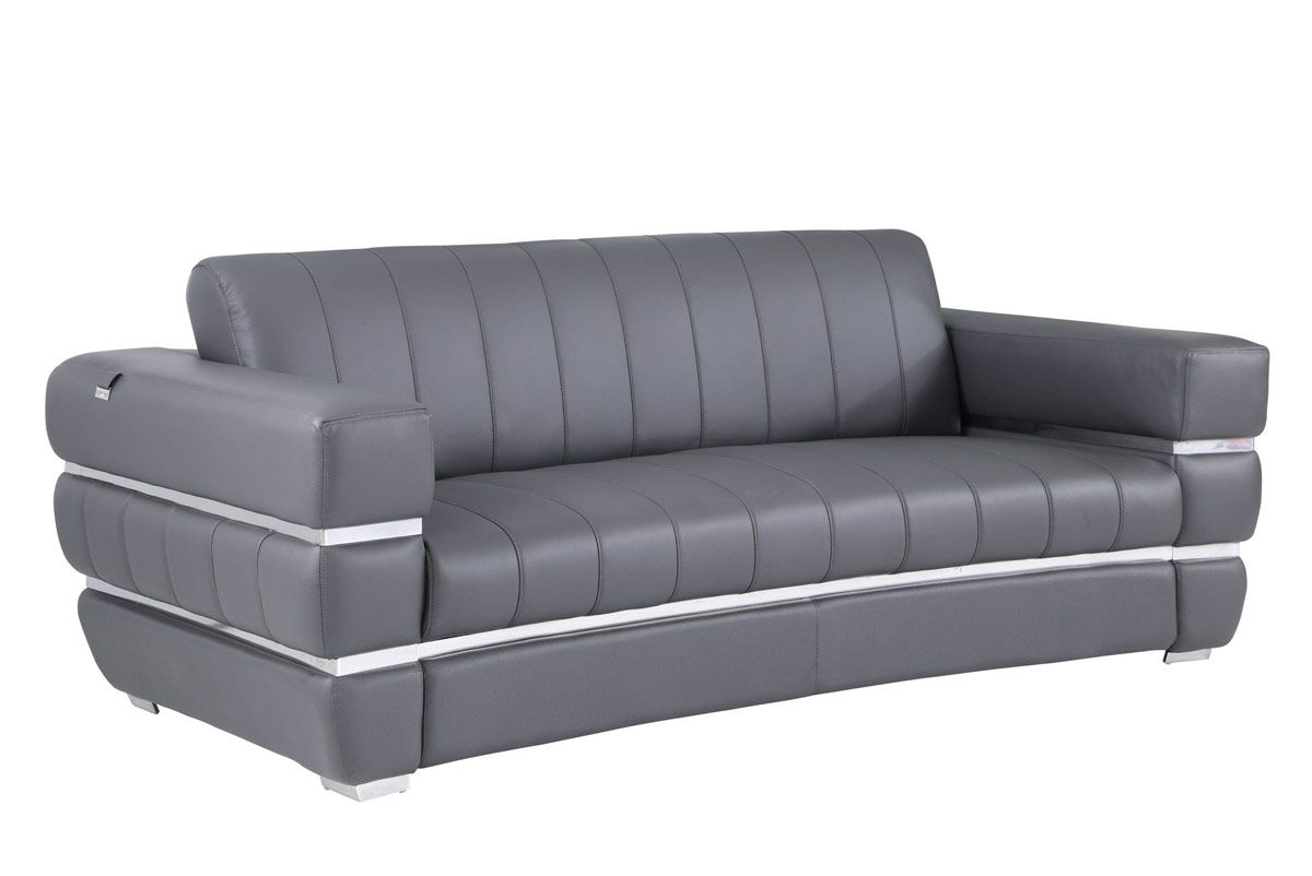 Allison Grey Italian Leather Sofa