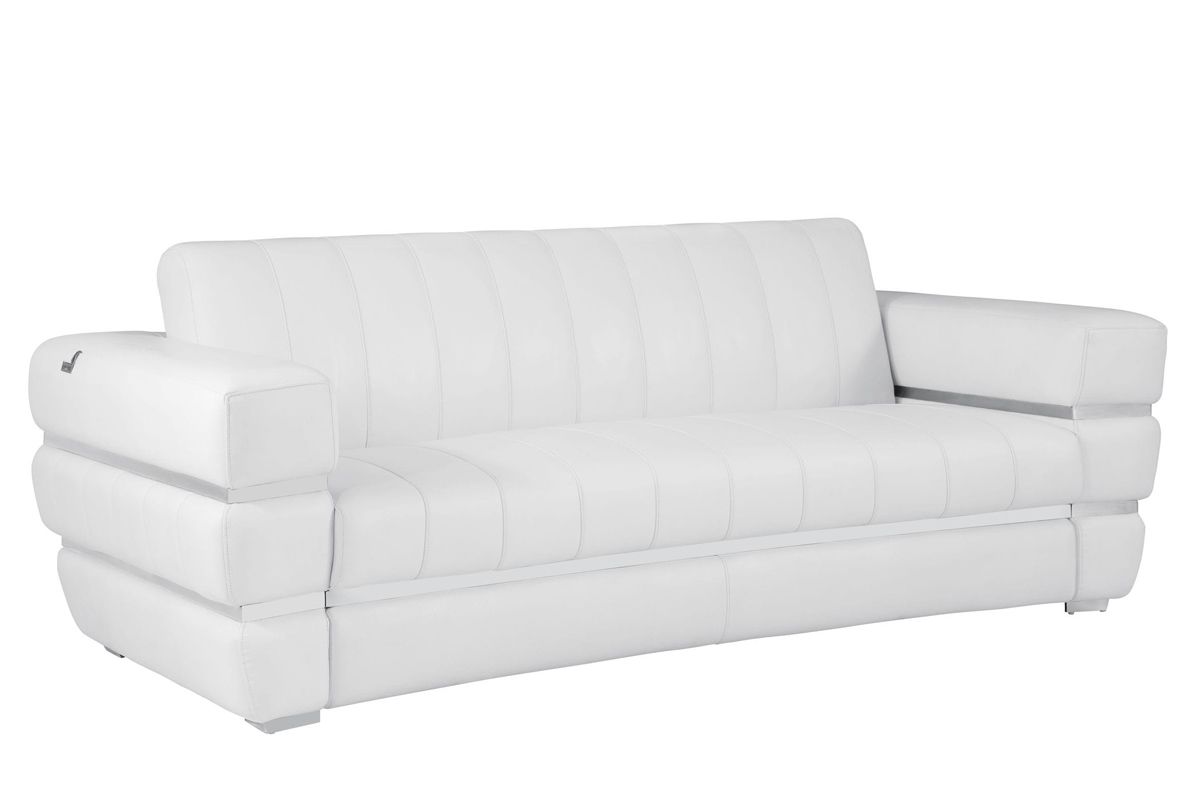 Allison White Italian Leather Sofa