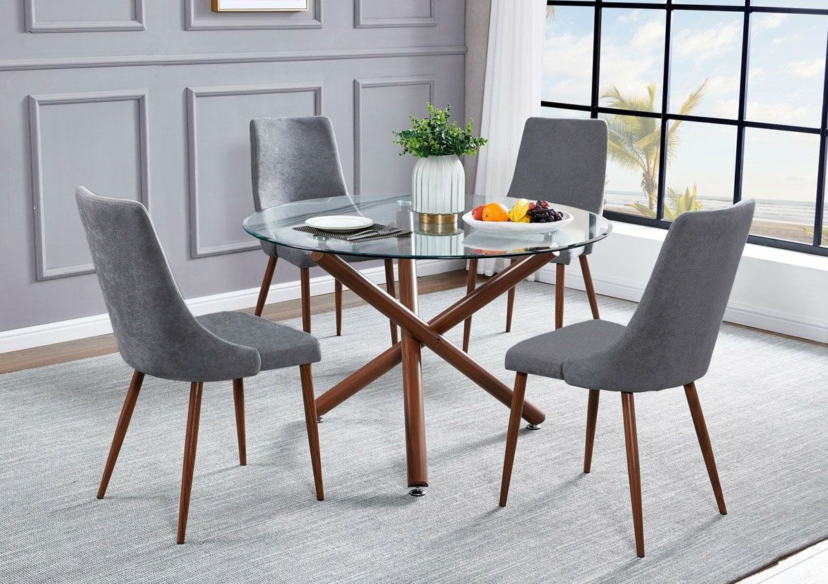 Allspice Round Glass Top Dining Table Set