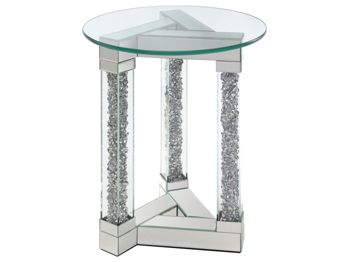Almo Mirrored Round End Table